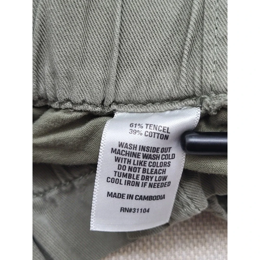 Wonderly Womens Olive Green Tencel Cotton Paperbag Waist Shorts Size 12R NEW